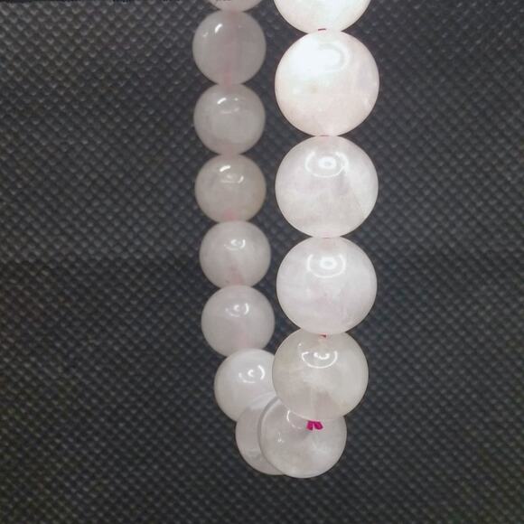 Rose Quartz Bracelet Artisan Made Gemstone 10mm Beaded Stretch NEW Light Pink - Picture 4 of 12